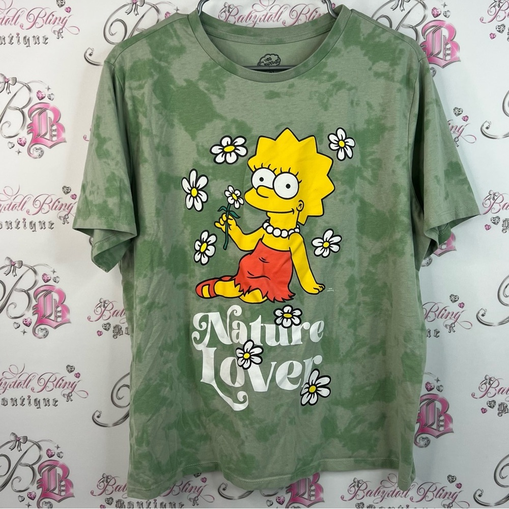 The simpsons tshirt tee flowers picking Green Nature Lover white red T-Shirt - Picture 1 of 9